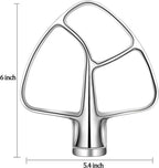K45B Stainless Steel Flat Beater for Kitchenaid 4.5-5 Quart Tilt Head Stand Mixer, Polished Paddle Attachment for KitchenAid Mixer by ，Dishwasher Safe