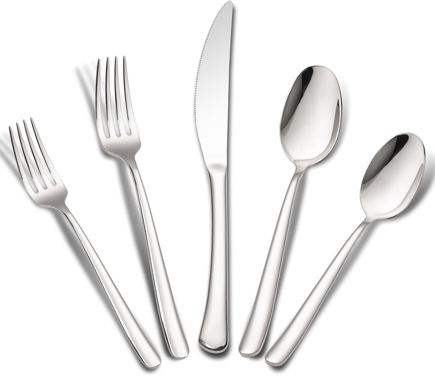 40-Piece High-End Silverware Set with Forks Spos and Knives, Stainless Steel Serving Utensils for 8 with Mirror Finished Handle, Durability and Dishwasher Safe for Restaurant, Weddings