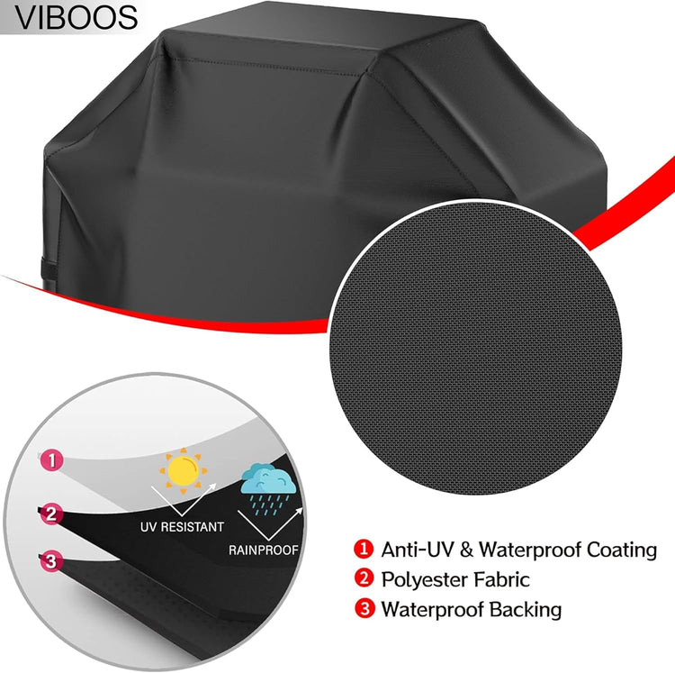 Grill Cover, 58 inch BBQ Gas Grill Cover for Outdoor Grill, Waterproof, Anti-UV, Rip-Proof, Black - Flavour Fushion Cooking Shop