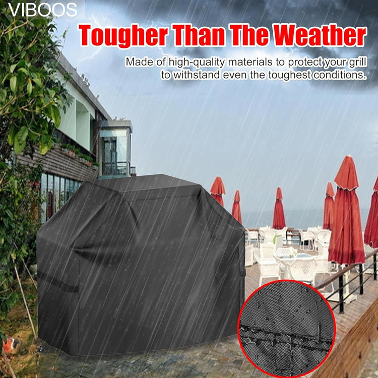 Grill Cover, 58 inch BBQ Gas Grill Cover for Outdoor Grill, Waterproof, Anti-UV, Rip-Proof, Black - Flavour Fushion Cooking Shop