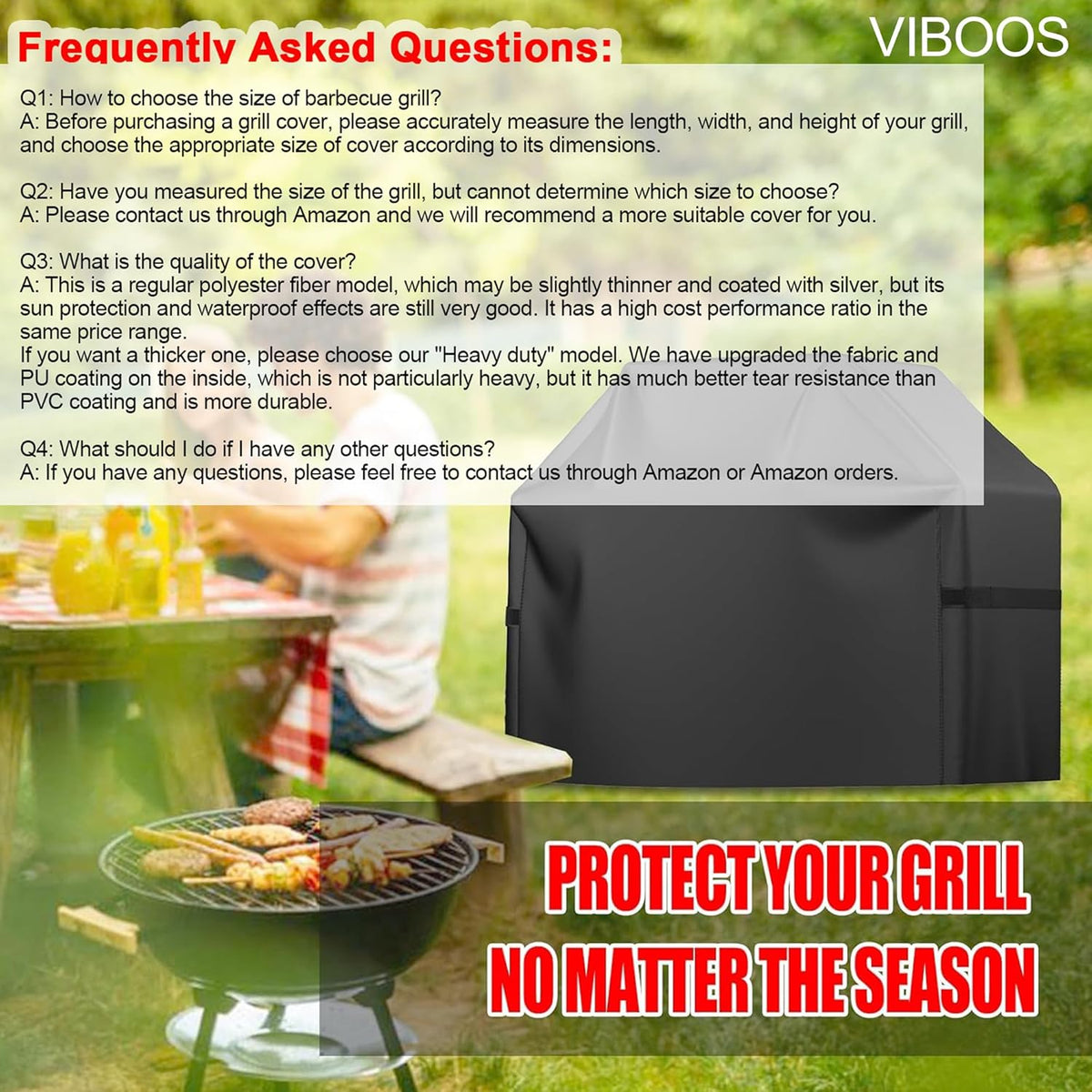 Grill Cover, 58 inch BBQ Gas Grill Cover for Outdoor Grill, Waterproof, Anti-UV, Rip-Proof, Black - Flavour Fushion Cooking Shop