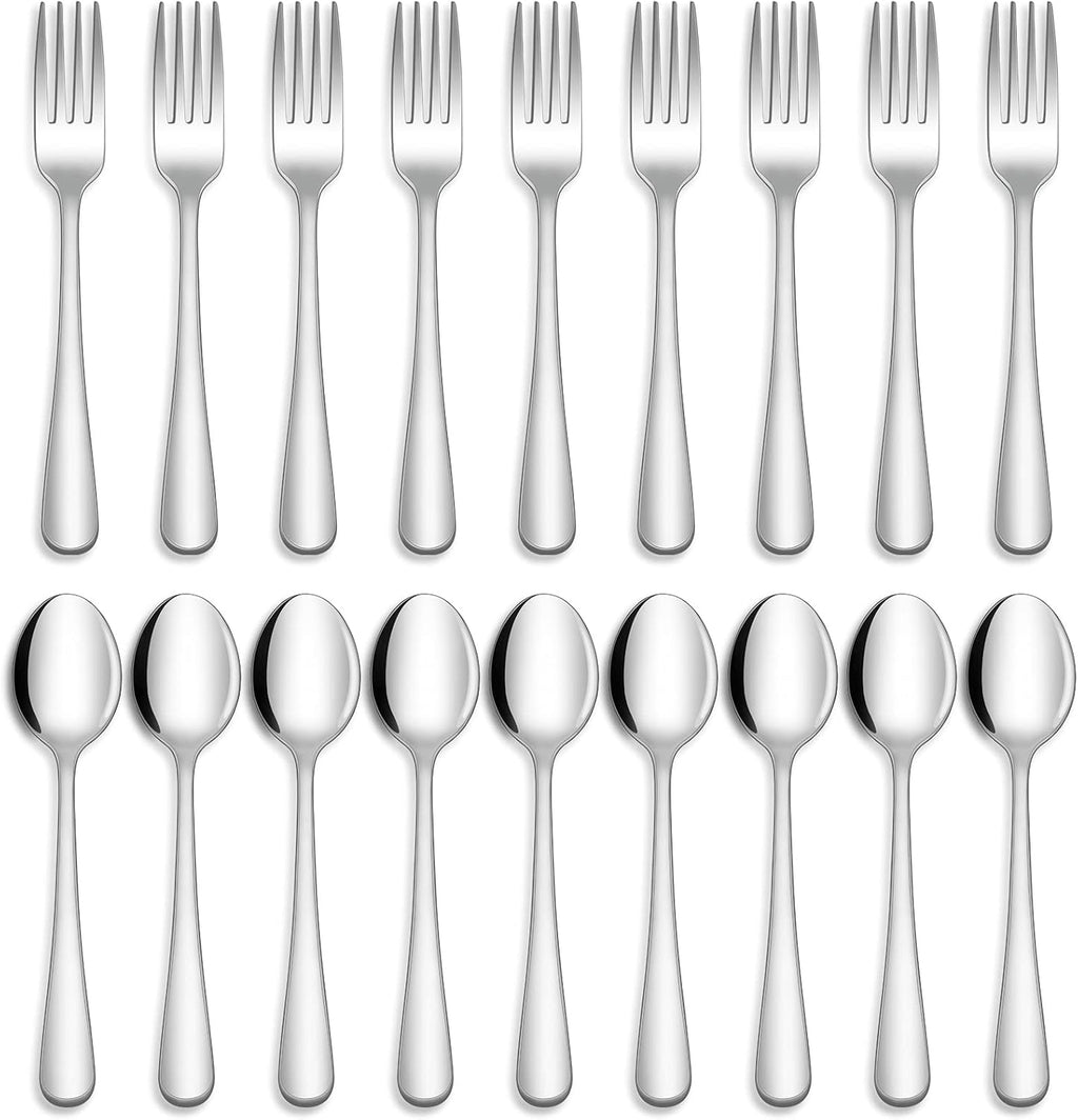 24-piece Forks and Spoons Silverware Set, Food Grade Stainless Steel Flatware Cutlery Set for Home, Kitchen and Restaurant, Mirror Polished, Dishwasher Safe