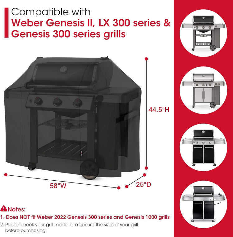 58 Inch Grill Cover for Weber Genesis II, LX 300 Series - Flavour Fushion Cooking Shop