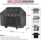 Heavy Duty Waterproof Barbecue Gas Grill Cover, 65-inch BBQ Cover