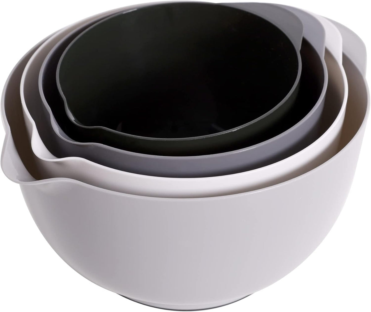 4-Piece BPA-Free Plastic Mixing Bowl Set 3.5QT – Grey - Flavour Fushion Cooking Shop