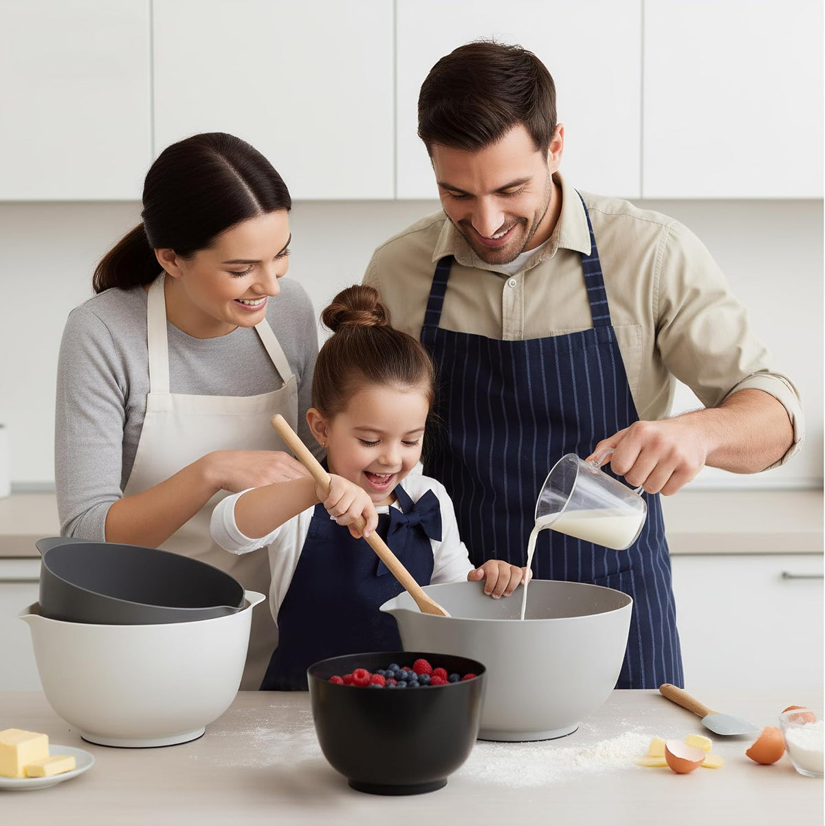 4-Piece BPA-Free Plastic Mixing Bowl Set 3.5QT – Grey - Flavour Fushion Cooking Shop