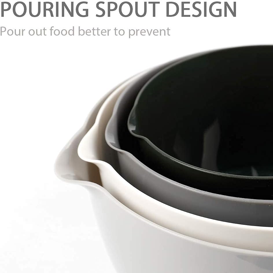 4-Piece BPA-Free Plastic Mixing Bowl Set 3.5QT – Grey - Flavour Fushion Cooking Shop