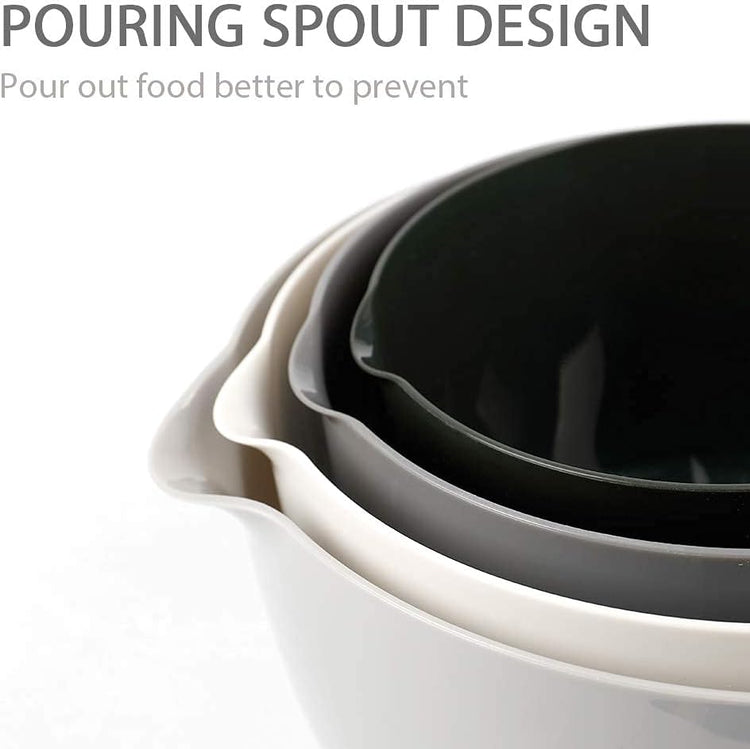 4-Piece BPA-Free Plastic Mixing Bowl Set 3.5QT – Grey - Flavour Fushion Cooking Shop