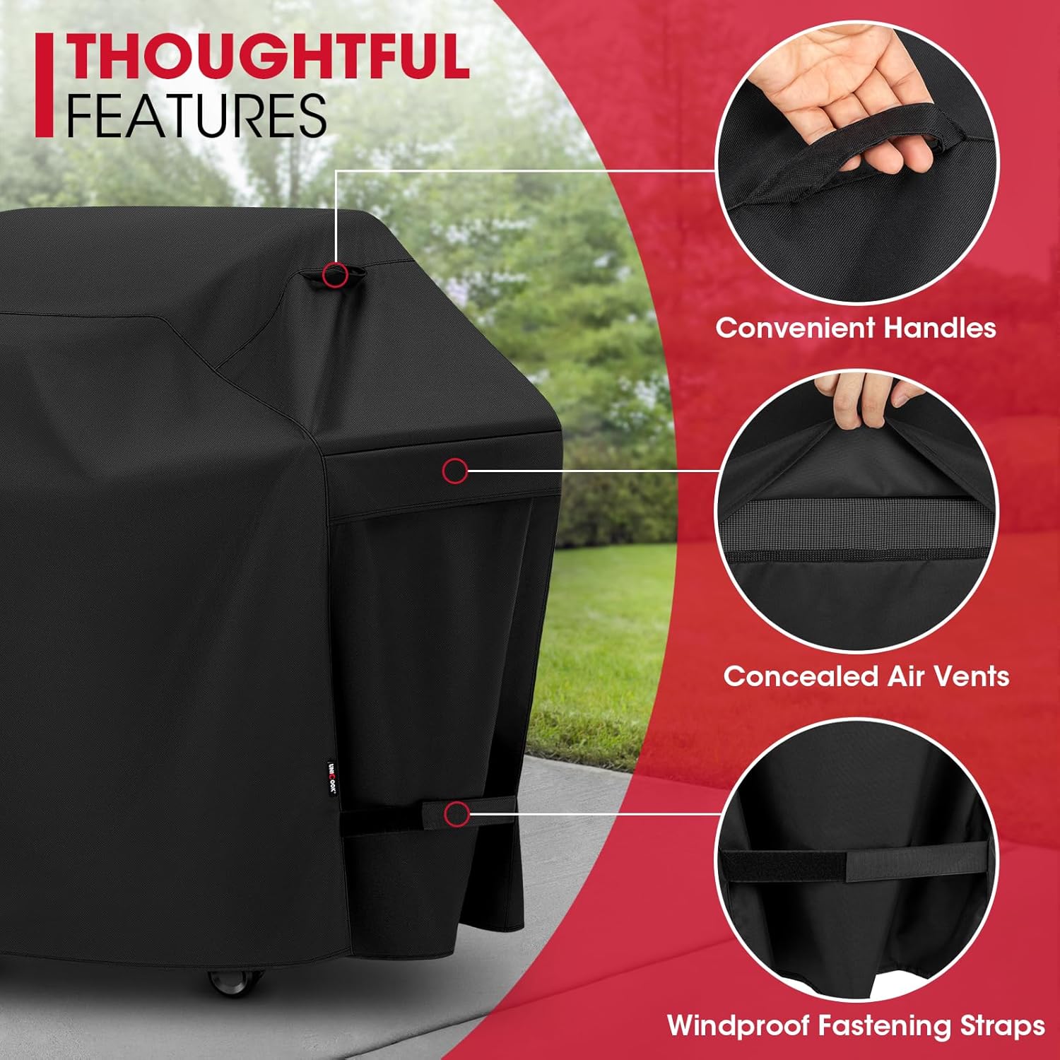 Grill Cover 55 Inch for Outdoor Grill, Heavy Duty, Waterproof, Fade Resistant, BBQ Cover with Handles/Straps/Air Vents, Compatible with Weber Charbroil Nexgrill Gas BBQs etc