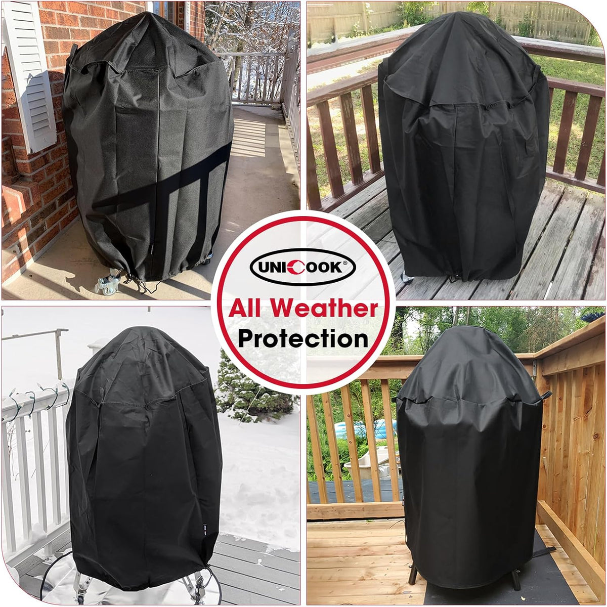 Round Smoker Cover 30 Inch, Heavy Duty Waterproof Charcoal Kettle BBQ 30" Dia x 36" H - Flavour Fushion Cooking Shop