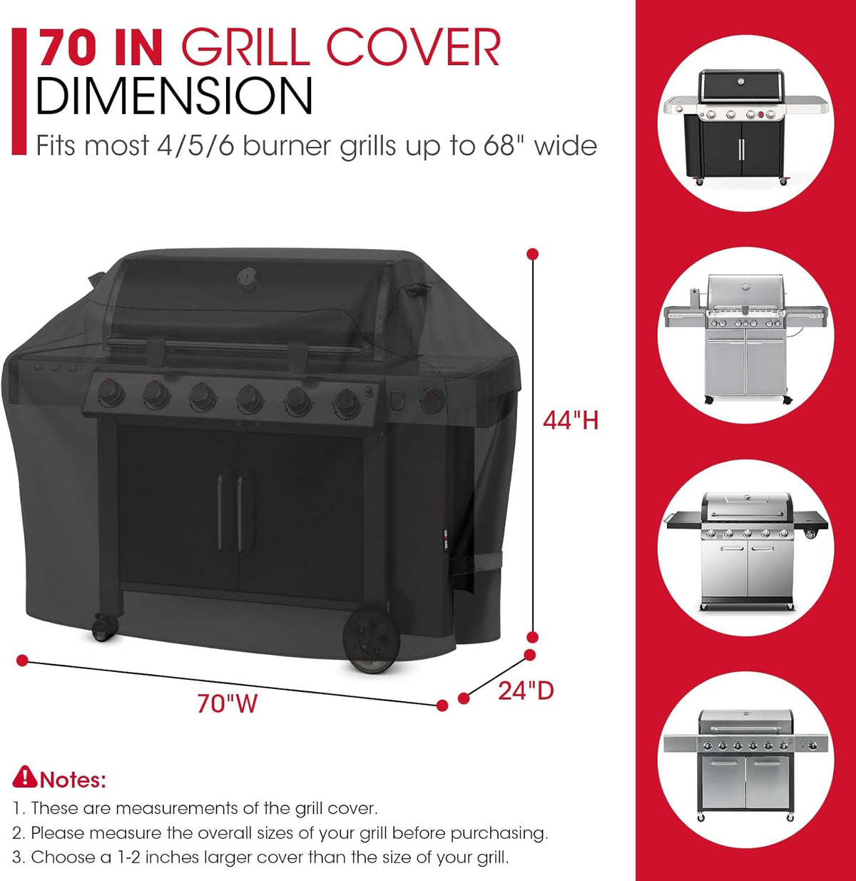 Outdoor Large Grill Cover All Weather Protection for Backyard BBQs, Black - Flavour Fushion Cooking Shop