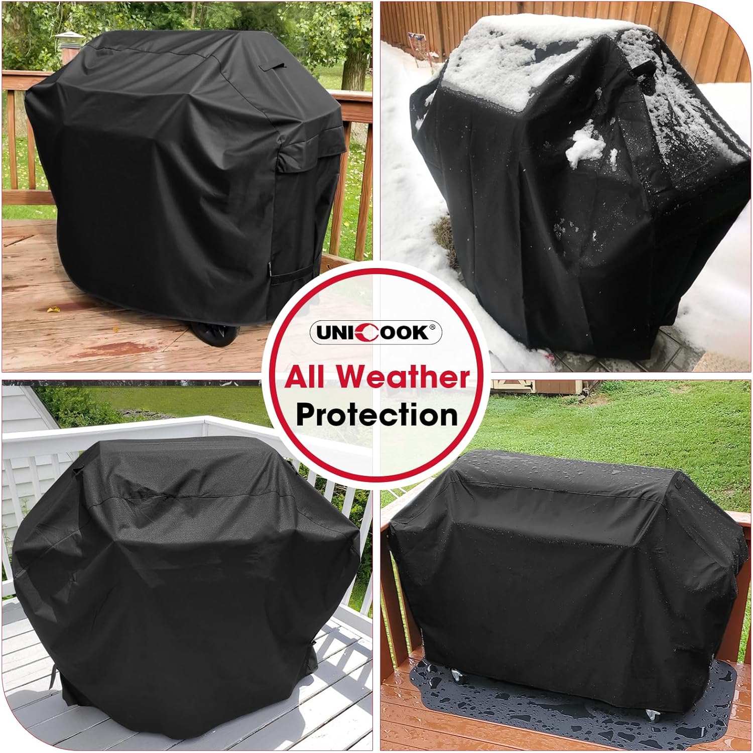 Outdoor Large Grill Cover 70 Inch, Heavy Duty Waterproof Gas Grill Cover for Outside, Fade Resistant Durable BBQ Protector, All Weather Protection for Backyard BBQs, Black
