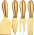 4 Pieces Stainless Steel Cheese Knives Set, Knife Fork Slicer Butter Knife Set for Charcuterie and Cheese Spread Kitchen Cooking Christmas Gift for Women (Gold)