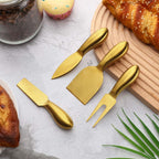4 Pieces Stainless Steel Cheese Knives Set, Knife Fork Slicer Butter Knife Set for Charcuterie