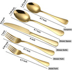 Gold Silverware Set, 20 Piece Golden Cutlery Set Service for 4, Stainless Steel
