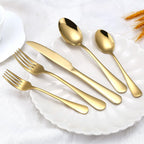 Gold Silverware Set, 20 Piece Golden Cutlery Set Service for 4, Stainless Steel