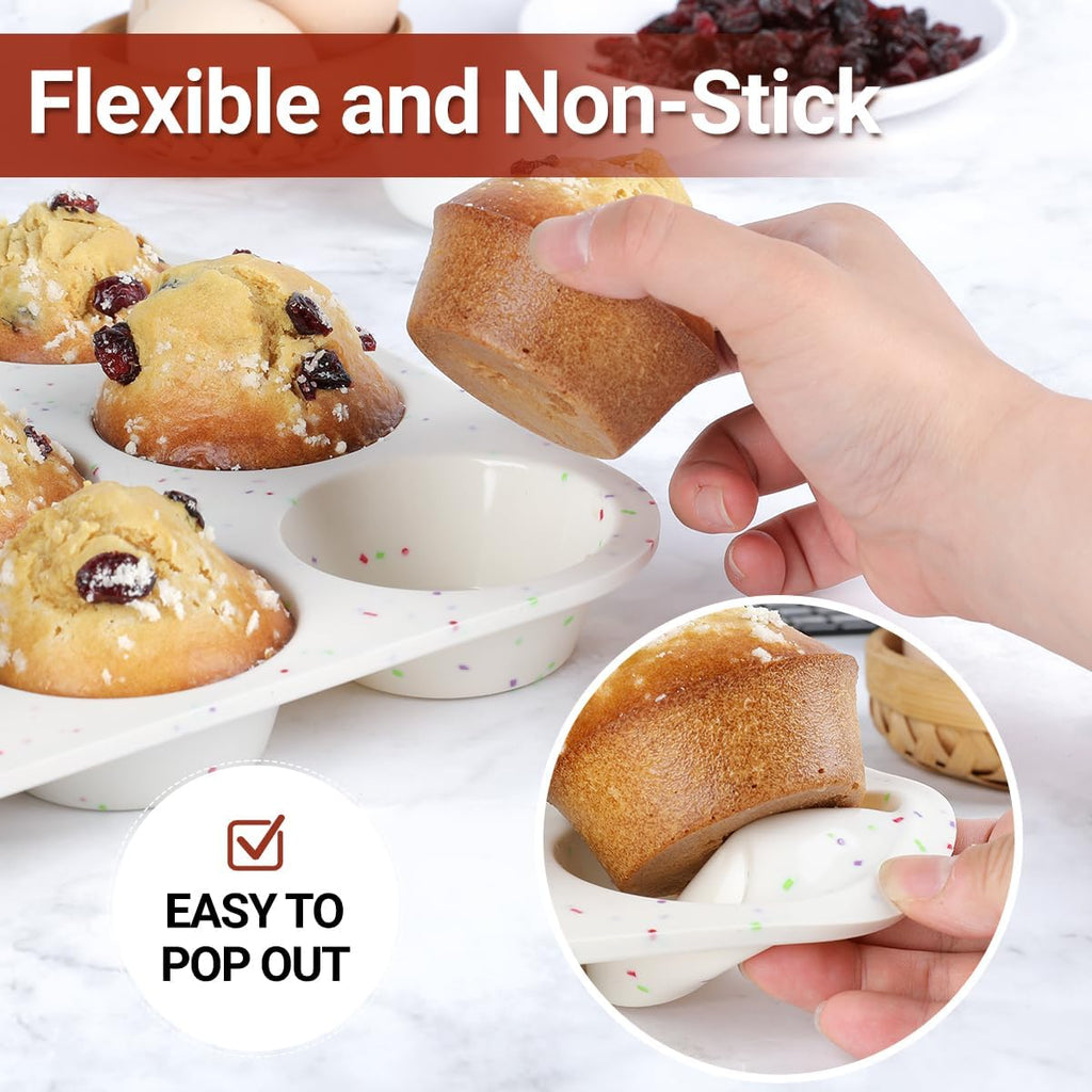 Silicone Mini Muffin Pan 24 Cups & Silicone Muffin Pan Regular Size 12 Cups