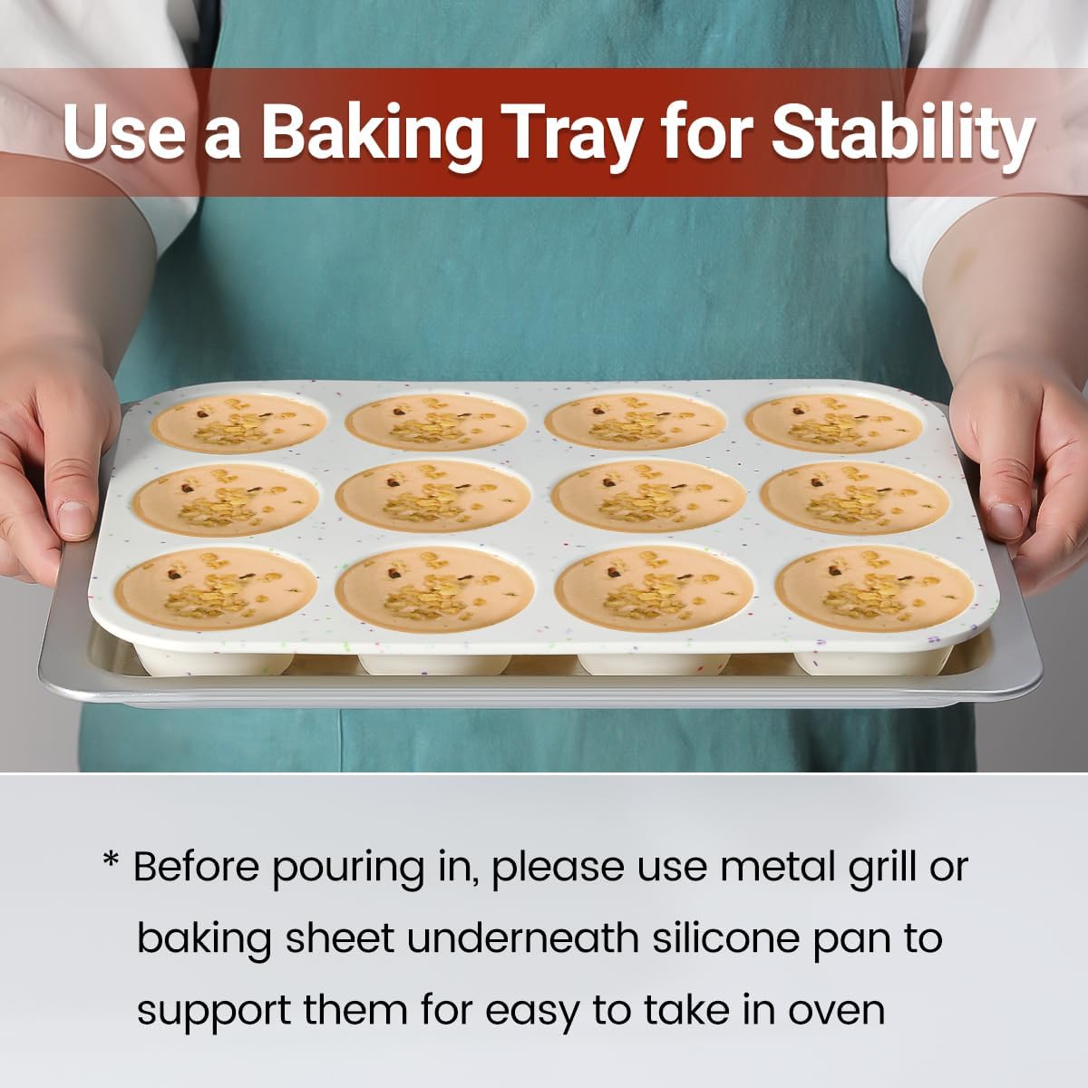 Silicone Mini Muffin Pan 24 Cups & Silicone Muffin Pan Regular Size 12 Cups