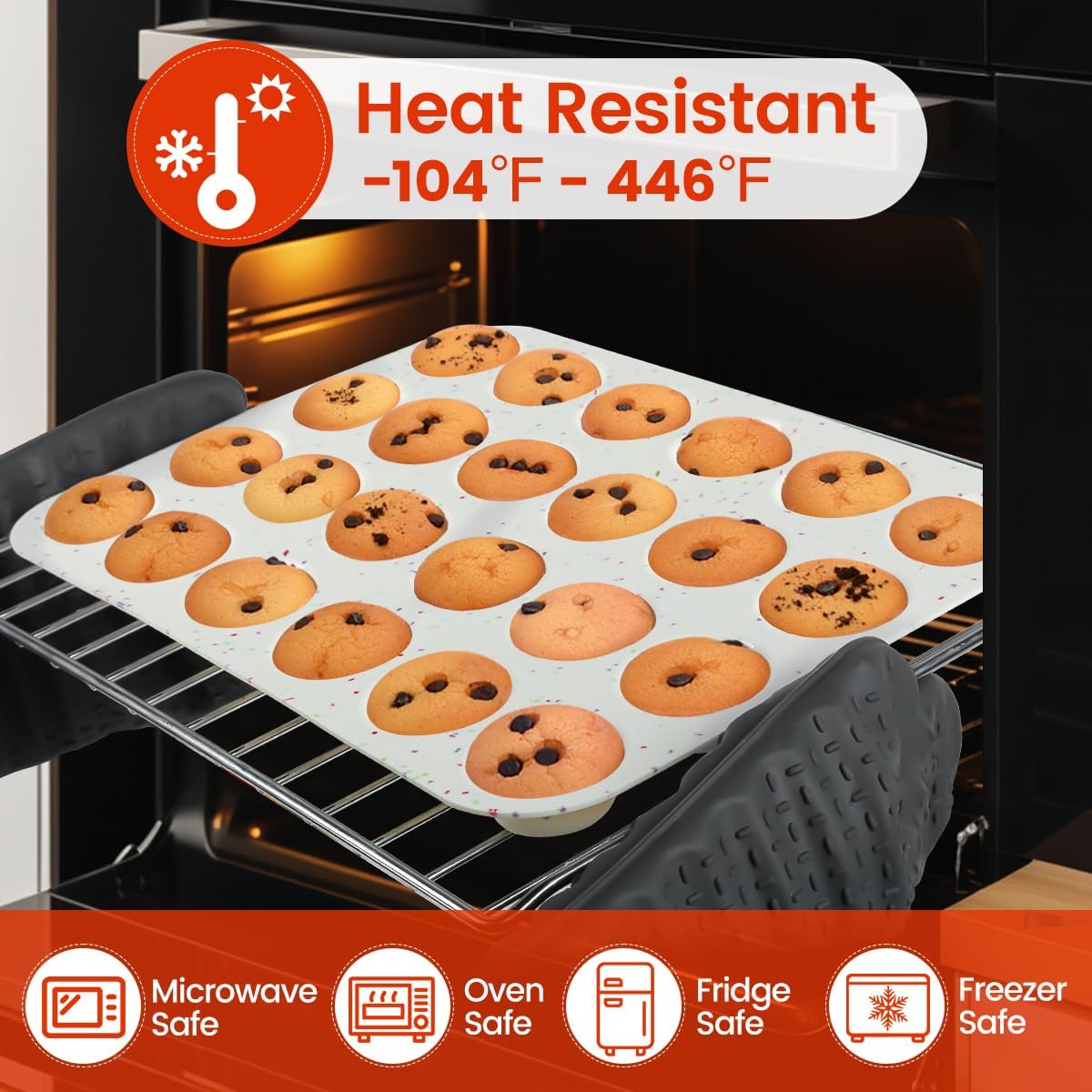 Silicone Mini Muffin Pan 24 Cups & Silicone Muffin Pan Regular Size 12 Cups