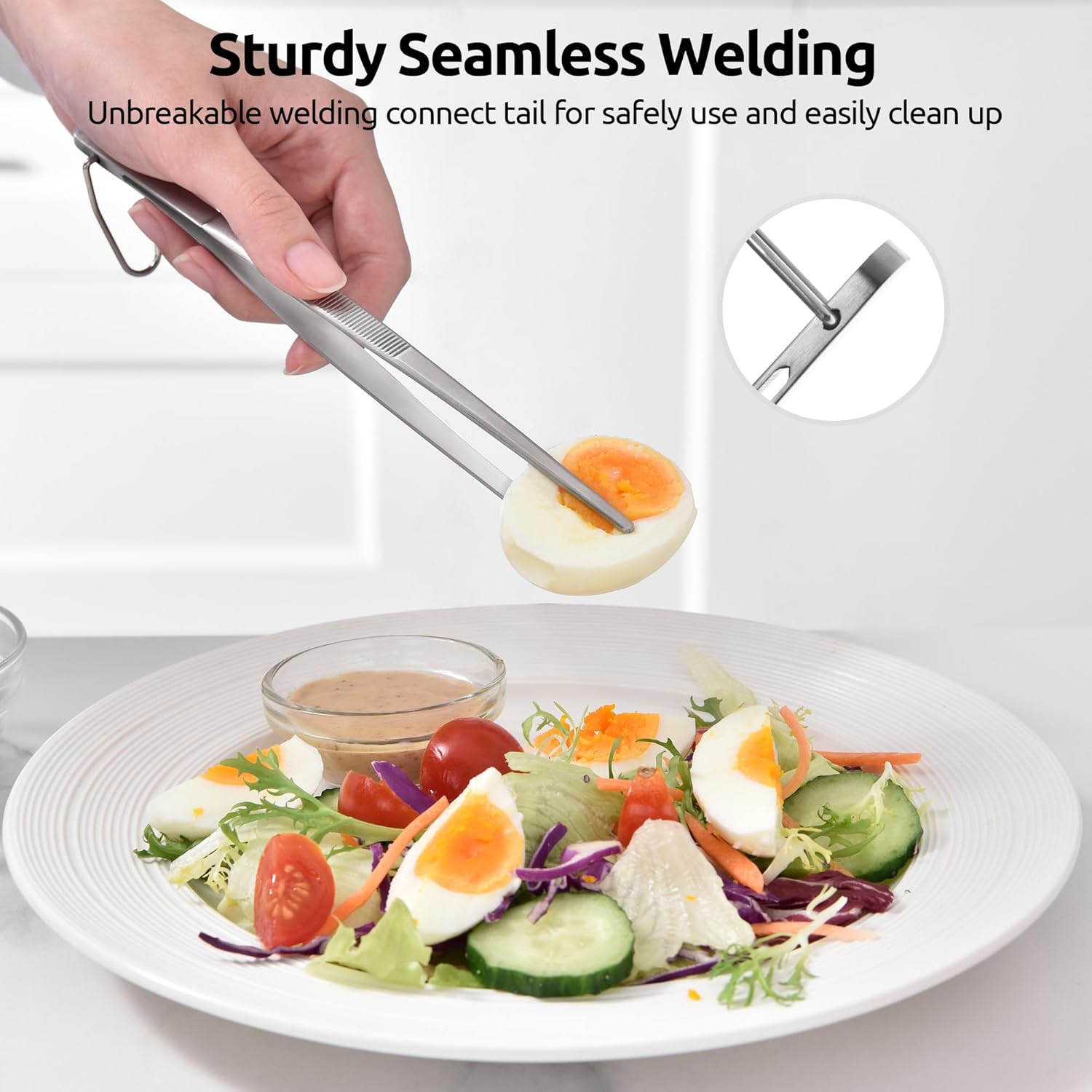 600ºF Heat Resistant 7/9/12 inches Silicone Cooking Tongs with Non Stick Rubber Tips (Red) and 8"+10"+12" Kitchen Tweezer Set: 18/8 Stainless Steel Food-Grade Metal Food Tong (Pointed Tip)