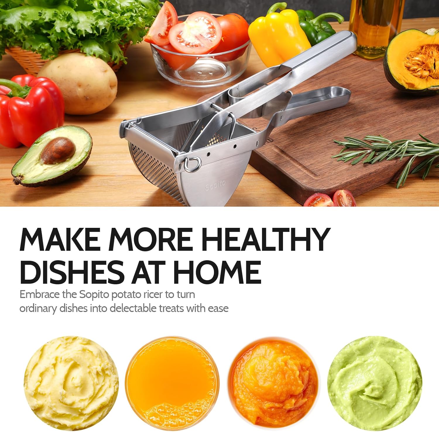 Potato Ricer,  Stainless Steel Potato Masher for Commercial and Home Use