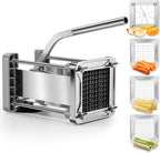 French Fry Cutter,  Professional Stainless Steel Potato Cutter with 1/2", 1/4", 3/8" & Wedge Blades