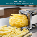 French Fry Cutter,  Professional Stainless Steel Potato Cutter with 1/2", 1/4", 3/8" & Wedge Blades