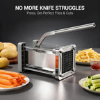 French Fry Cutter,  Professional Stainless Steel Potato Cutter with 1/2", 1/4", 3/8" & Wedge Blades