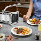 French Fry Cutter,  Professional Stainless Steel Potato Cutter with 1/2", 1/4", 3/8" & Wedge Blades
