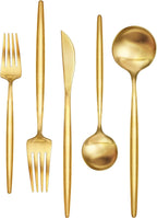 30-Piece Gold Silverware Set, Flatware Set for 6, Food-Grade Stainless Steel Cutlery Set,