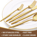 30-Piece Gold Silverware Set, Flatware Set for 6, Food-Grade Stainless Steel Cutlery Set,