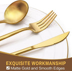 30-Piece Gold Silverware Set, Flatware Set for 6, Food-Grade Stainless Steel Cutlery Set,