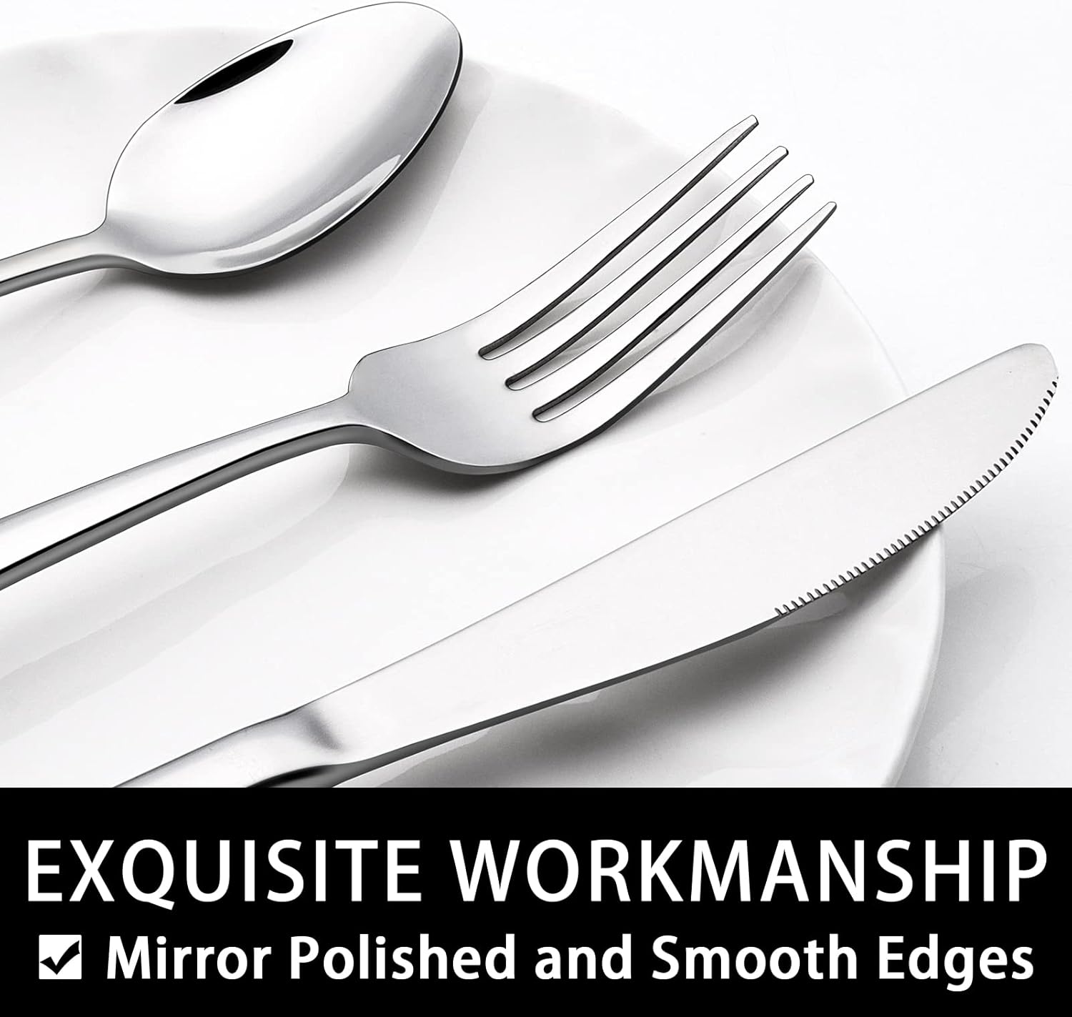 40-Piece Silverware Set with Organizer,  Heavy Duty Stainless Steel Flatware Set for 8, Food-Grade Tableware Cutlery Set, Utensil Sets for Home Restaurant, Mirror Finish, Dishwasher Safe