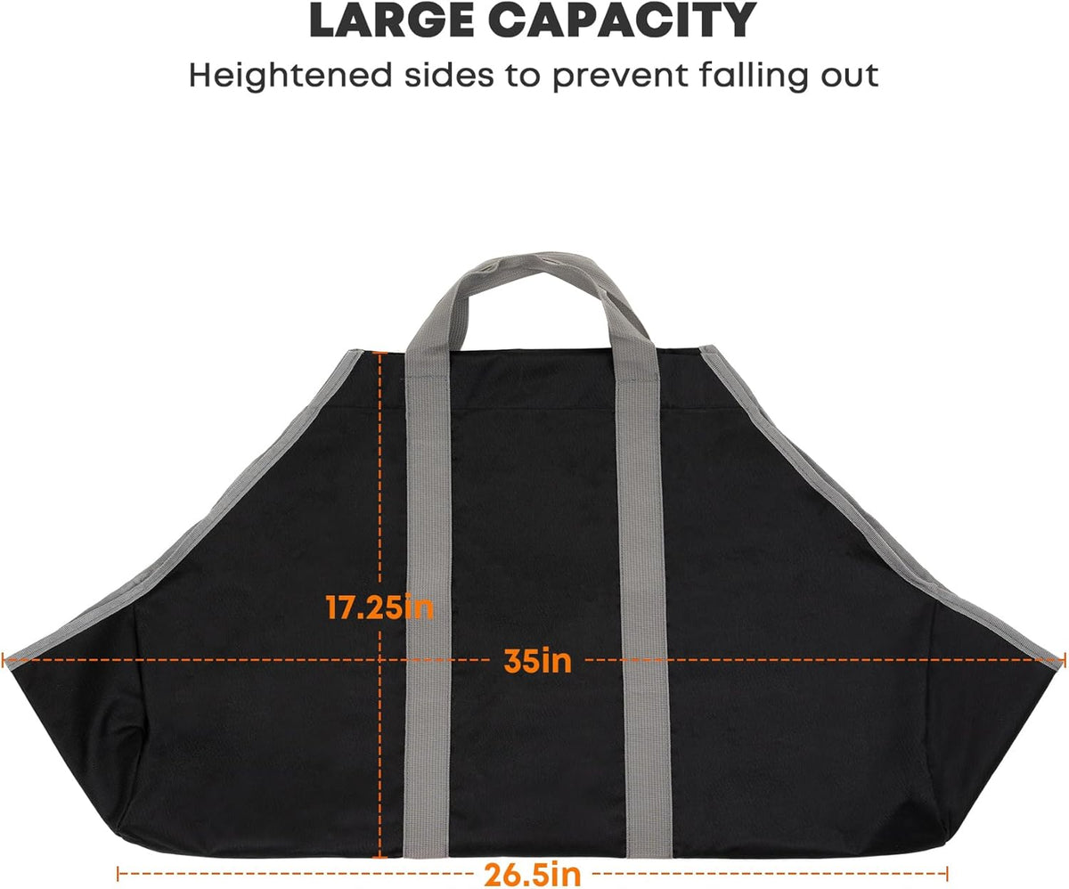 Canvas Firewood Carrier Bag, Durable Firepalce Log Tote with Handles for Wood Fire Stove, Outdoor Camping - Flavour Fushion Cooking Shop
