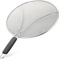 Splatter Screen for Frying Pan (13”) - Grease Splatter Guard for Frying Pan - Oil Splatter Guard - Oil Splash Guard for Frying Pan - Stainless Steel Grease Screen for Stove Top (Black)