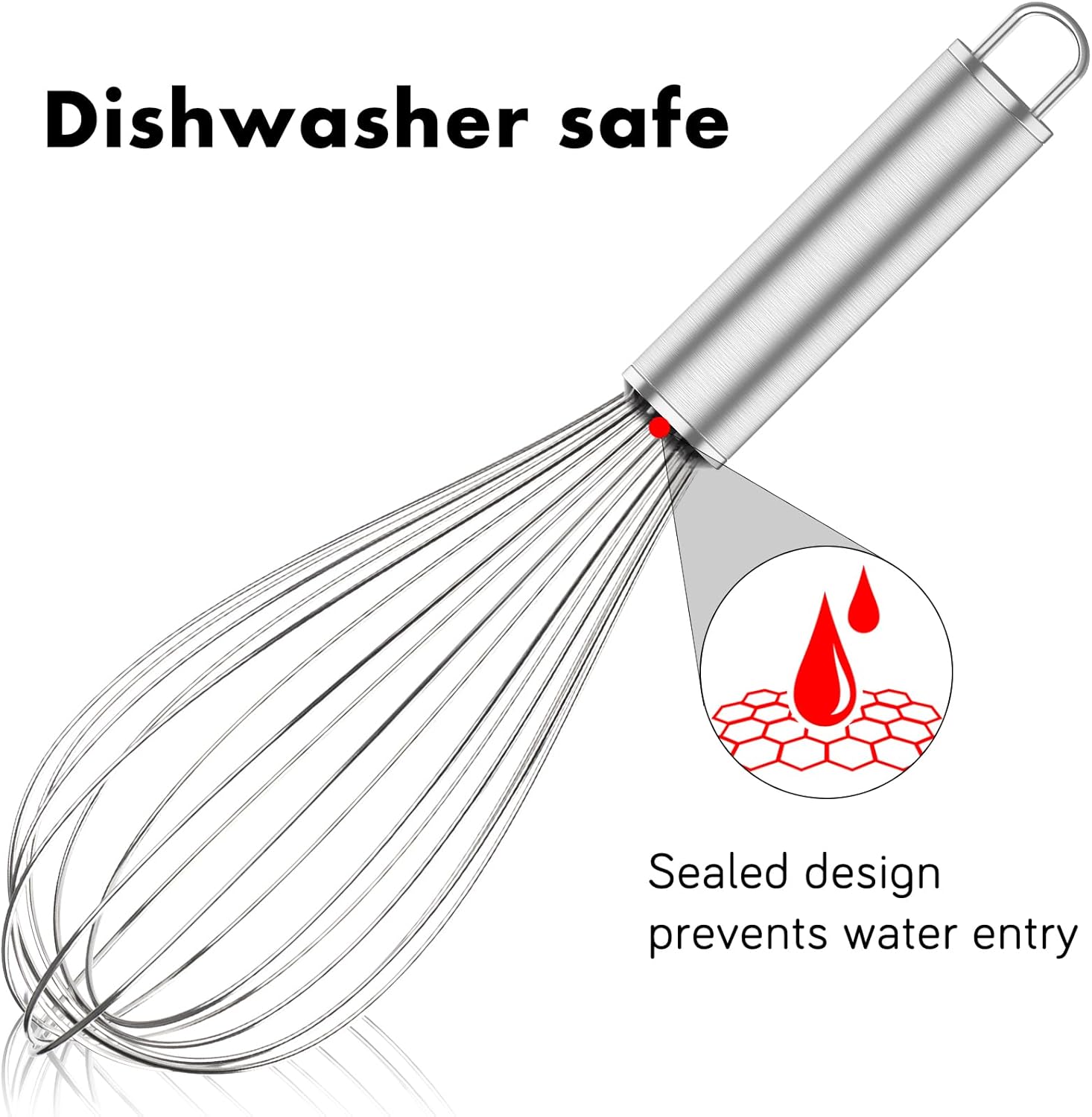 304 Stainless Steel Whisk Set & Stainless Steel Ice Cream Scoop, 3 Pack Whisks and Heavy Duty Scoop for Kitchen Cooking and Dessert Making