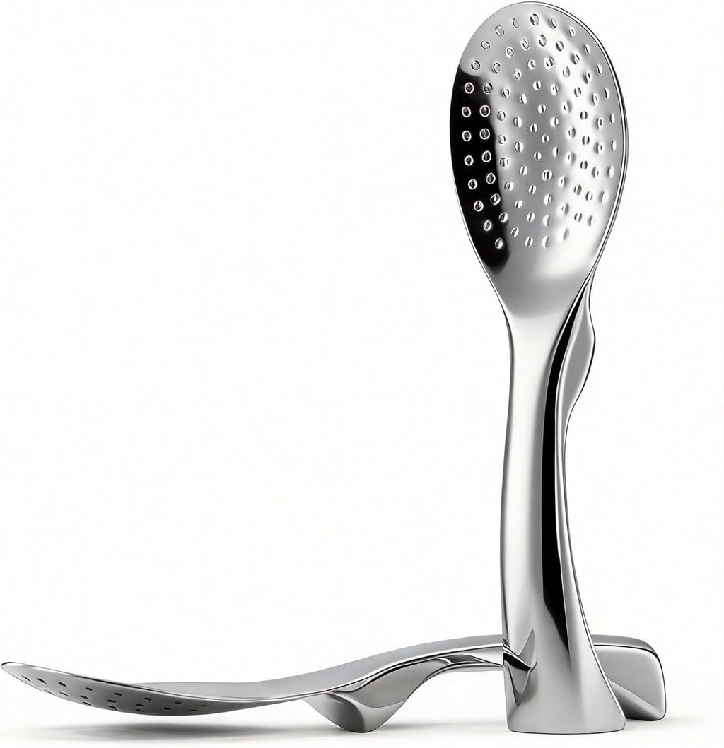 18/8 Stainless Steel Rice Paddle, Non-Stick Rice Spoon, Mirror Finish, Stand-Up Design, Serving Spoon for Kitchen- 7.9-inch Long