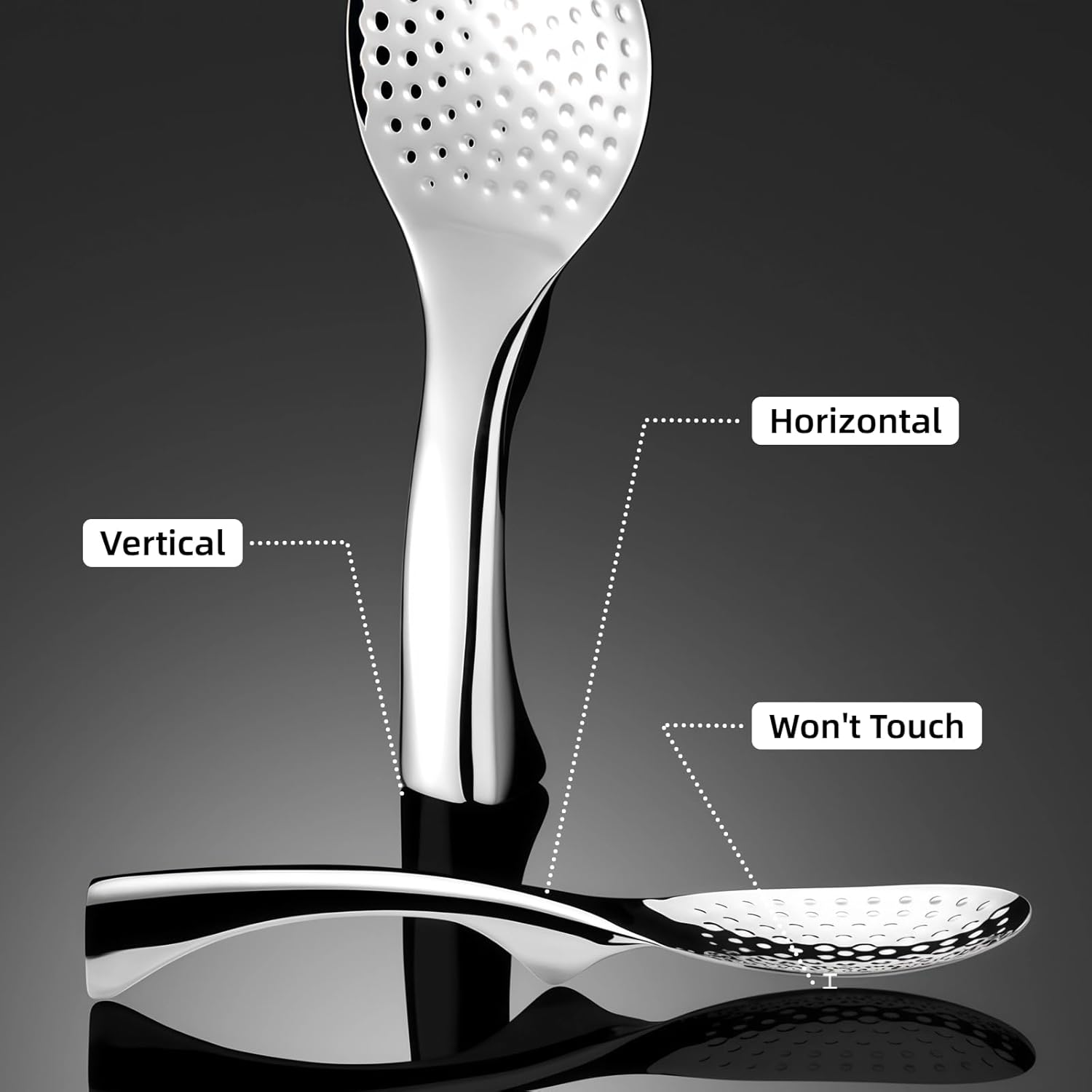 18/8 Stainless Steel Rice Paddle, Non-Stick Rice Spoon, Mirror Finish, Stand-Up Design, Serving Spoon for Kitchen- 7.9-inch Long