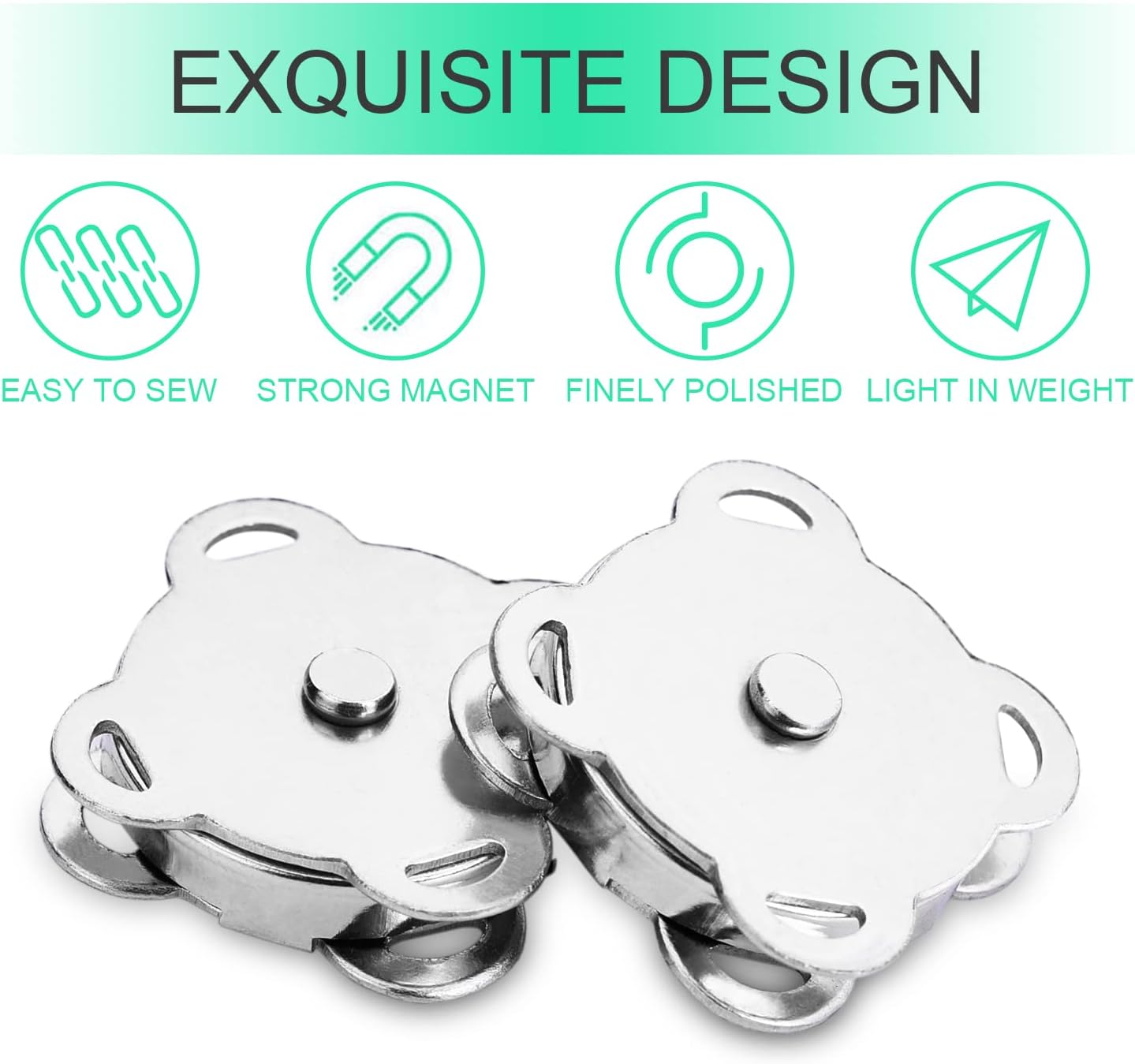 Magnetic Snaps Buttons Plum Magnetic Snap Closures for Purses Bags Clothes Handbags Scrapbooking,Magnetic Purse Closure Fasteners,Sewing on Magnetic Snaps for DIY Craft (15mm) (Silver)