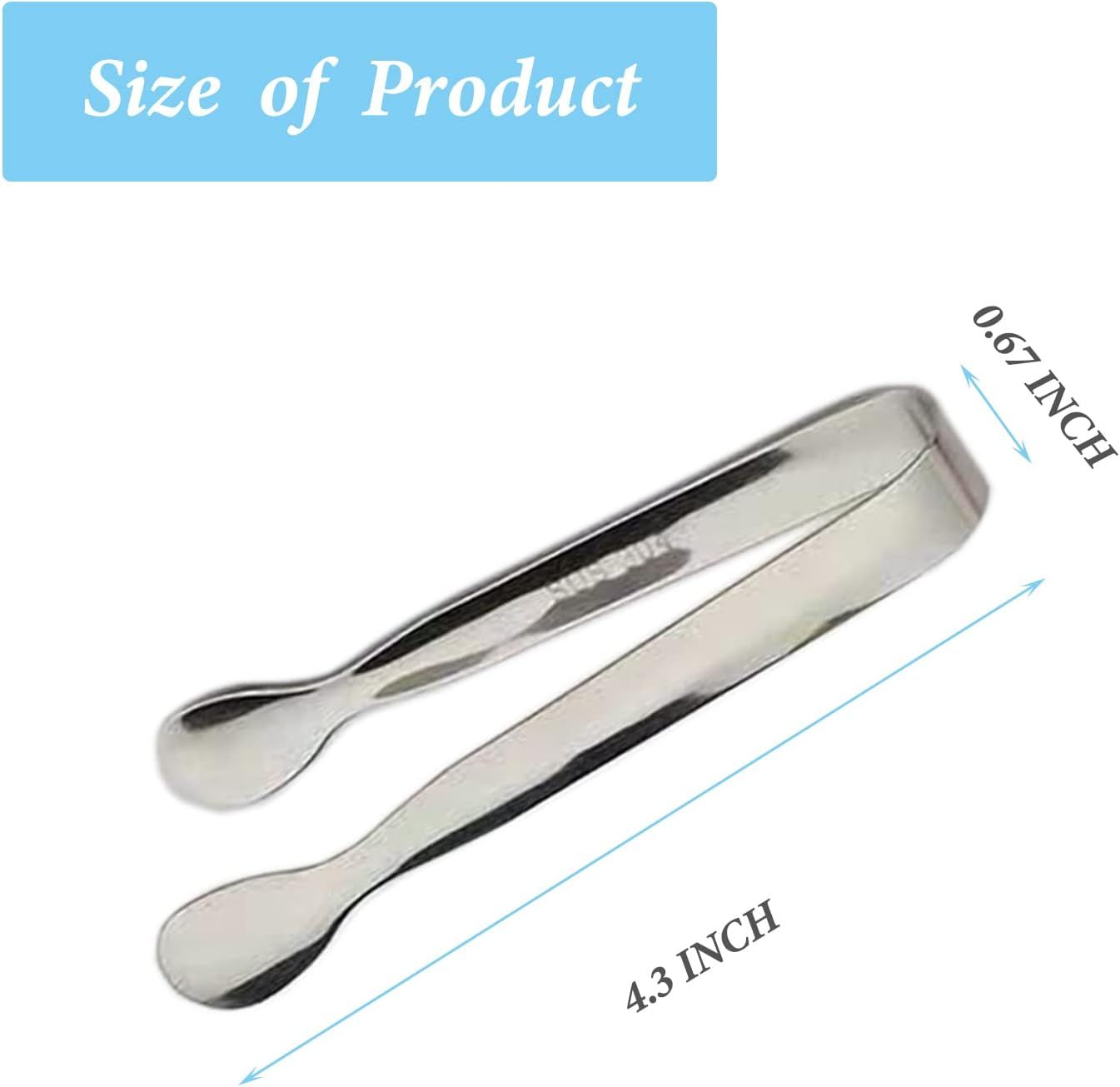 6PCS Ice Tongs Mini Sugar Tongs 4.25Inch Stainless Steel Kitchen Utensils Set,Small Serving Tong and Tiny Kitchen Tong for Appetizers,Tea Party, Coffee Bar, Desserts by  (Silver)