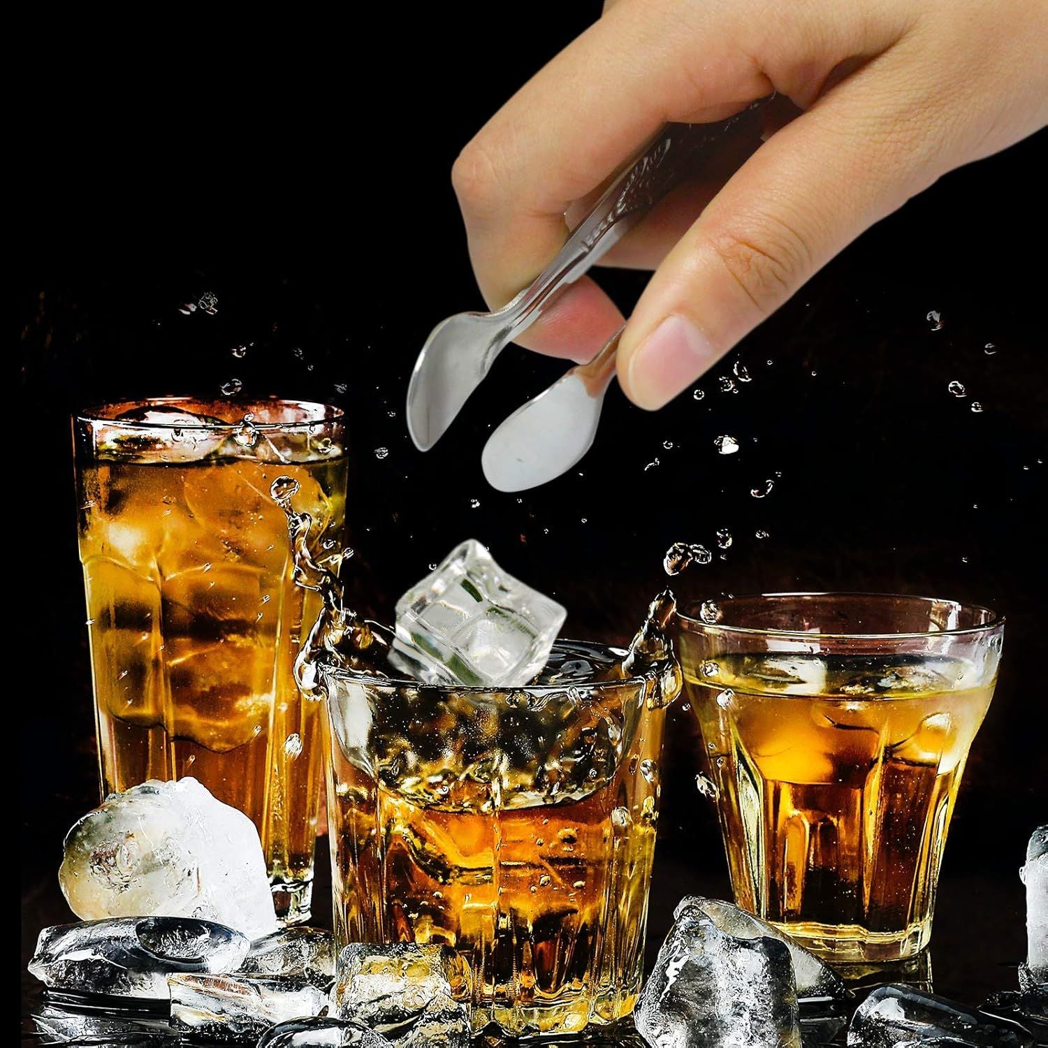 3PCS Mini Serving Tongs, 4Inch Rose Stainless Steel Sugar Cube Tongs, Sliver Small Ice Tong for Tea and Coffee Party, Appetizers, Desserts by  (Silver)
