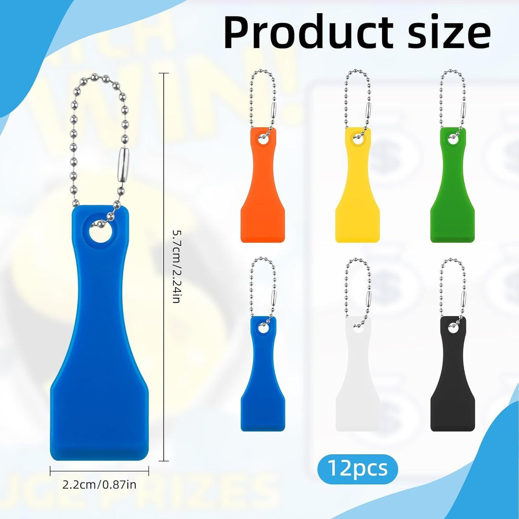 12 Pack Lottery Ticket Scratcher Tool, Durable Plastic Scraper for Lotto Scratch Offs, Lottery Scratcher Tool Portable Pocket Size Scratch off Tool with Keychain Hole, Multi-Purpose Cleaning Scrapers