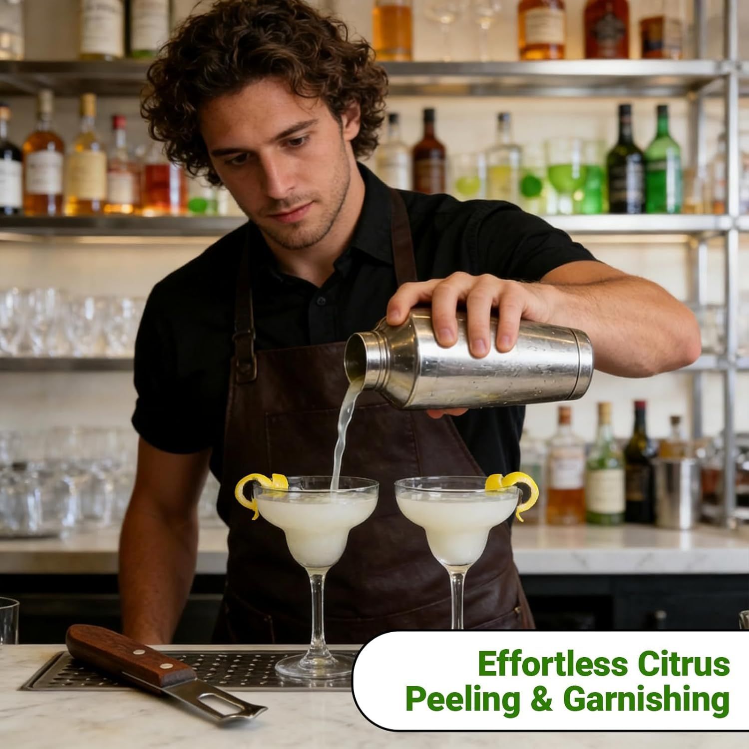 1PCS Citrus Zester and Orange Peeler Tools, Channel Knife, Walnut Wood and Stainless Steel Bar Peeler Tool, Channel Knife for Bartenders & Home Mixologists, Craft Cocktails (5.59 x 0.86'')