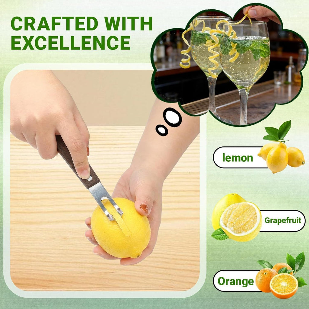 1PCS Citrus Zester and Orange Peeler Tools, Channel Knife, Walnut Wood and Stainless Steel Bar Peeler Tool, Channel Knife for Bartenders & Home Mixologists, Craft Cocktails (5.59 x 0.86'')