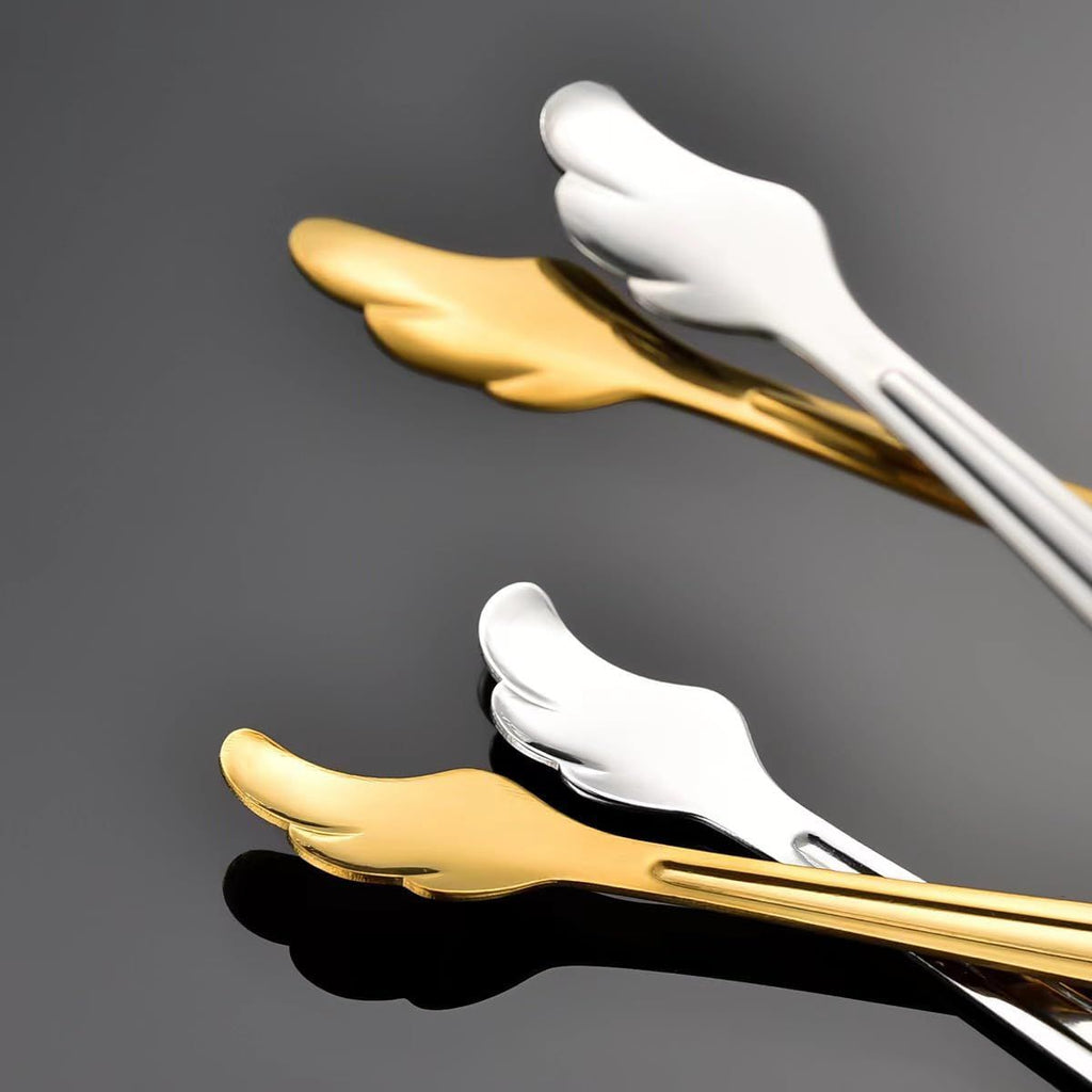 2 Pack Mini Tongs for Appetizer, 4.16 Inch Stainless Steel Ice Tongs Mini Sugar Tongs for Coffee Bar Tea Party Desserts Party Sugar and Ice Bucket(Gold)