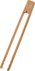 11-Inch Burnished Bamboo Tongs with Serrated Teeth, Natural Finish Nonstick Safe Serving Tongs