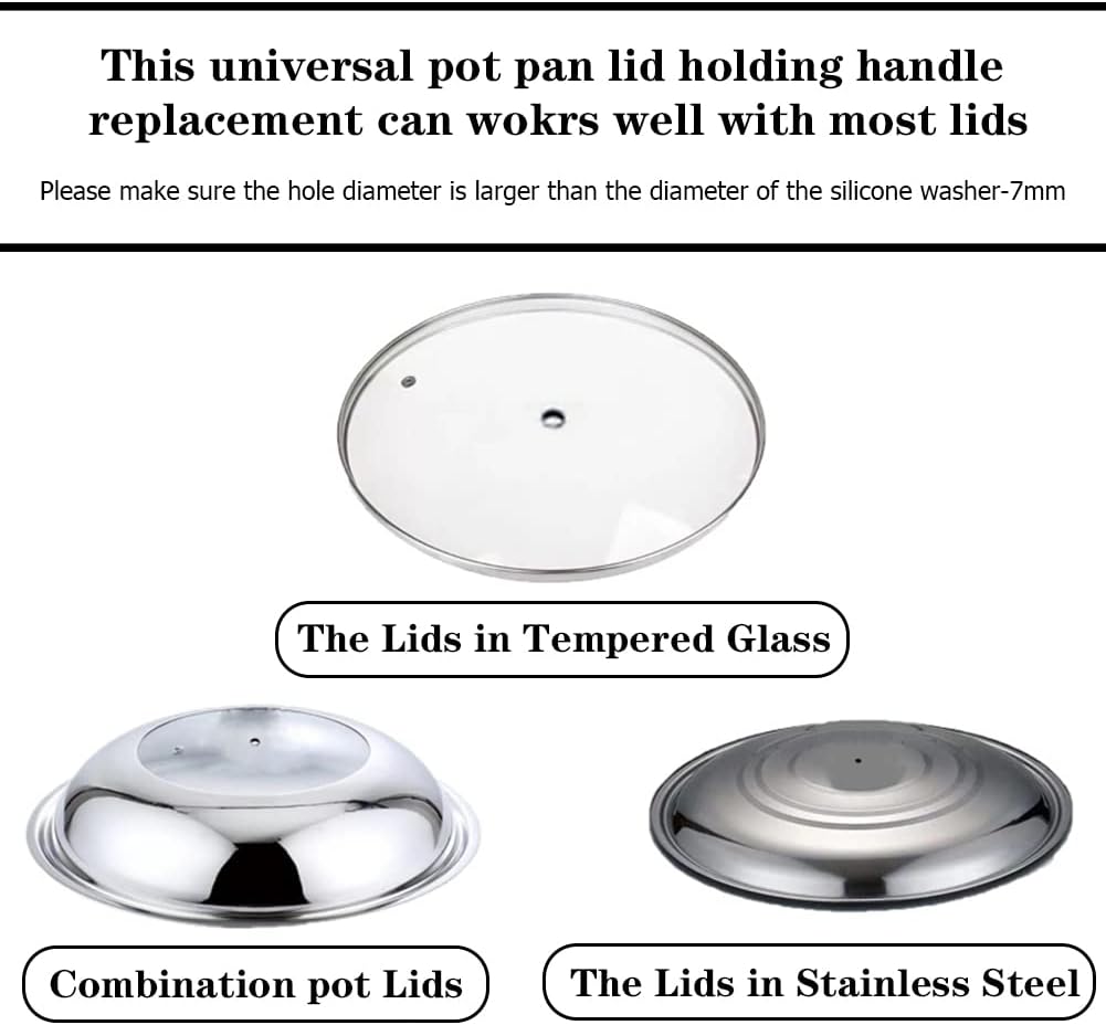 Universal Pot Pan Lids Replacement Knob, Silicone Heat Resistant Pan Cover Holding Handles BPA Free Dishwasher Safe Fits Skillets and Kitchen Cookware (Pack of Two-Red)