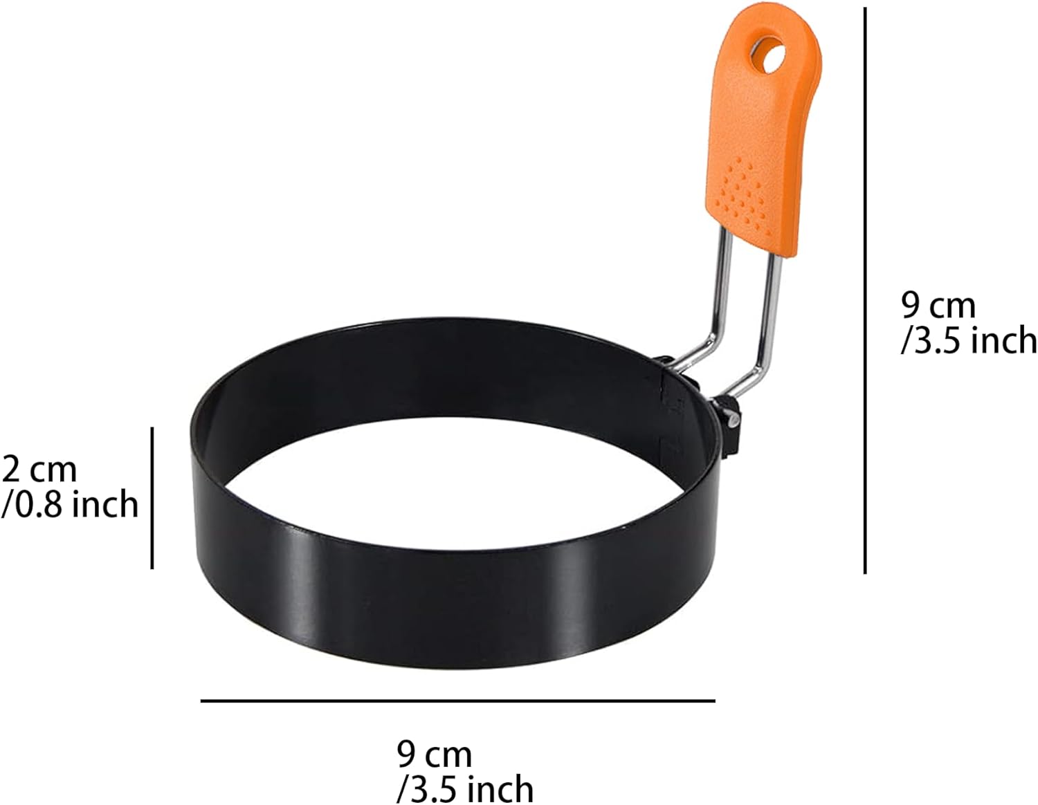 3.5" Egg Rings Set of 4 with Silicone Handle, Large Ring for Frying Eggs, Round Mold for English Muffins - Griddle Cooking Shaper for Indoor Camping Breakfast Sandwiches w/Silicone Oil Brh