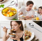 Soup Spoons, 8PCS Korean Spoon, 8.5 Inch Stainless Steel Tablespoon with Long Handles