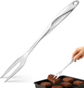 14.6" Stainless Steel Carving Fork for Meat, 2-Prong Serving & Grilling Fork with Hanging Hole, Hollow Handle for Better Heat Reduction, Kitchen Utensil for Cooking & Serving